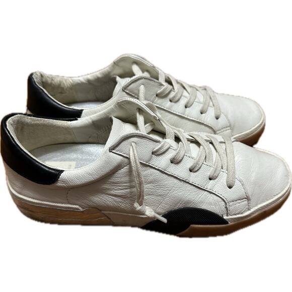 Dolce Vita Shoes - Dolce Vita White Leather Sneakers Black Heel Size 7.5